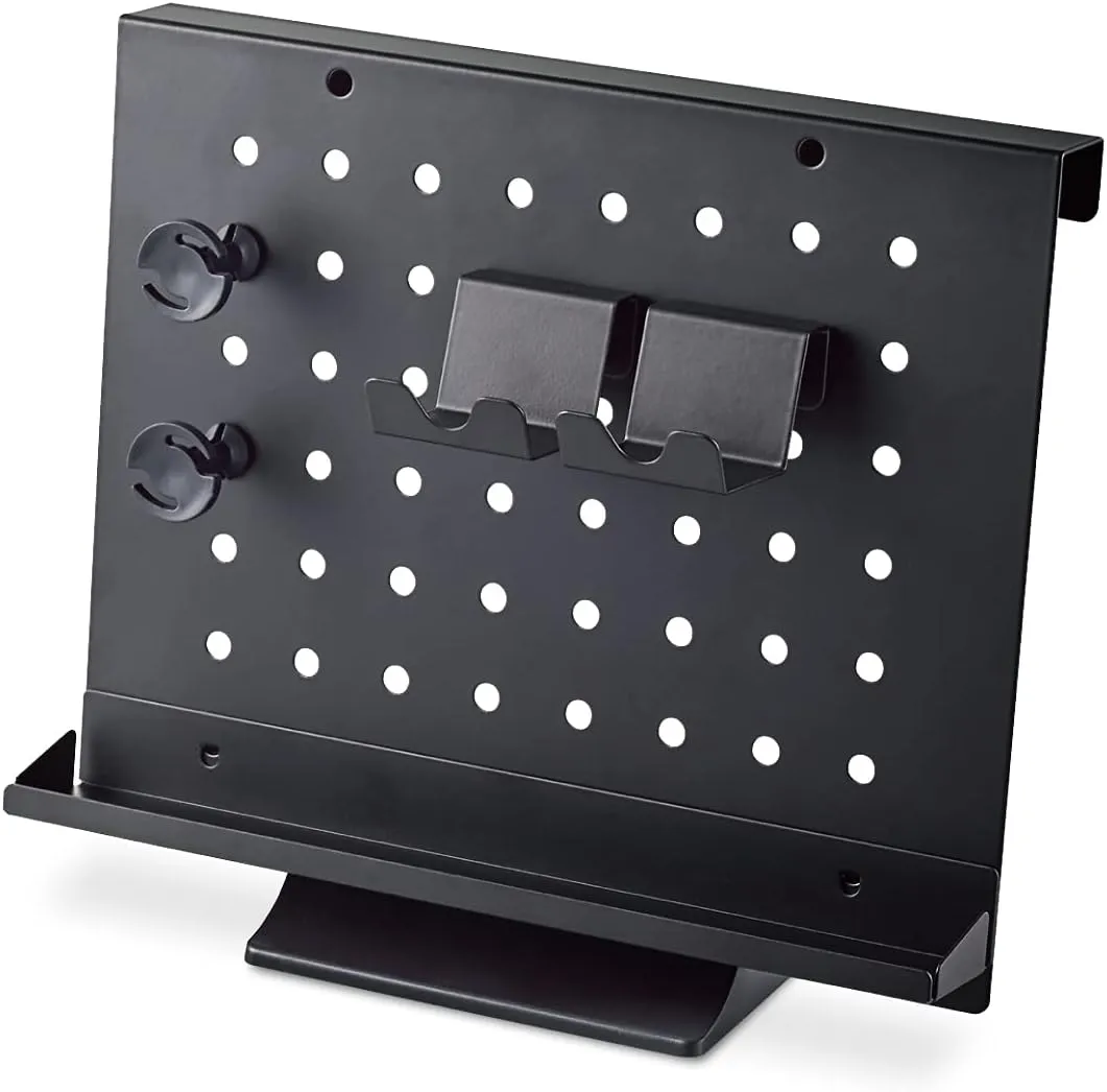 Elecom PCA-DON02BK Desk Organizer, Peripherals, Headphones, Stationery, Cable Storage, Customizable, Steel Tray, 2 Hangers & Cable Organizer, 2 Pieces, Tabletop Stand, Hanging, Black