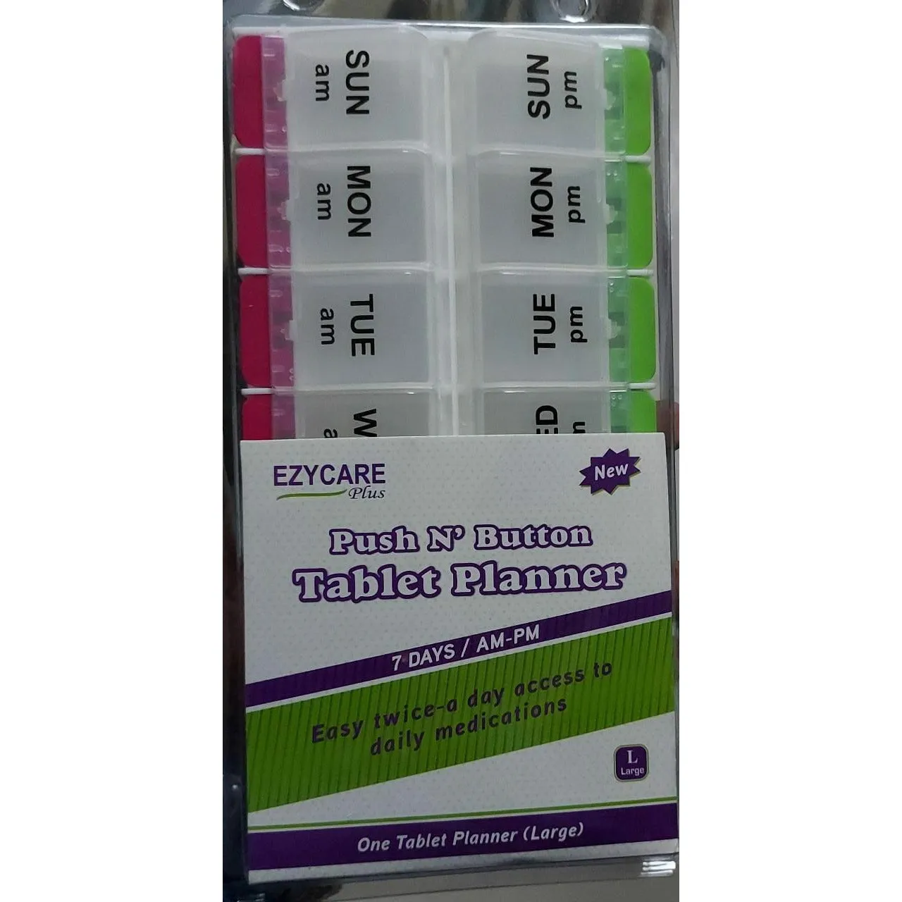 EZYCARE 7DAYS AM/PM PUSH N BUTTON TABLET PLANNER L 17376