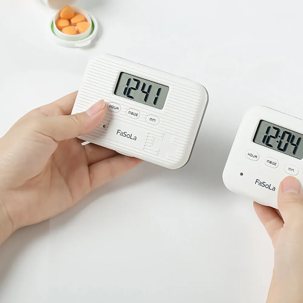 FaSoLa Vibrating Timer Pill Box with Four Compartments - Grey