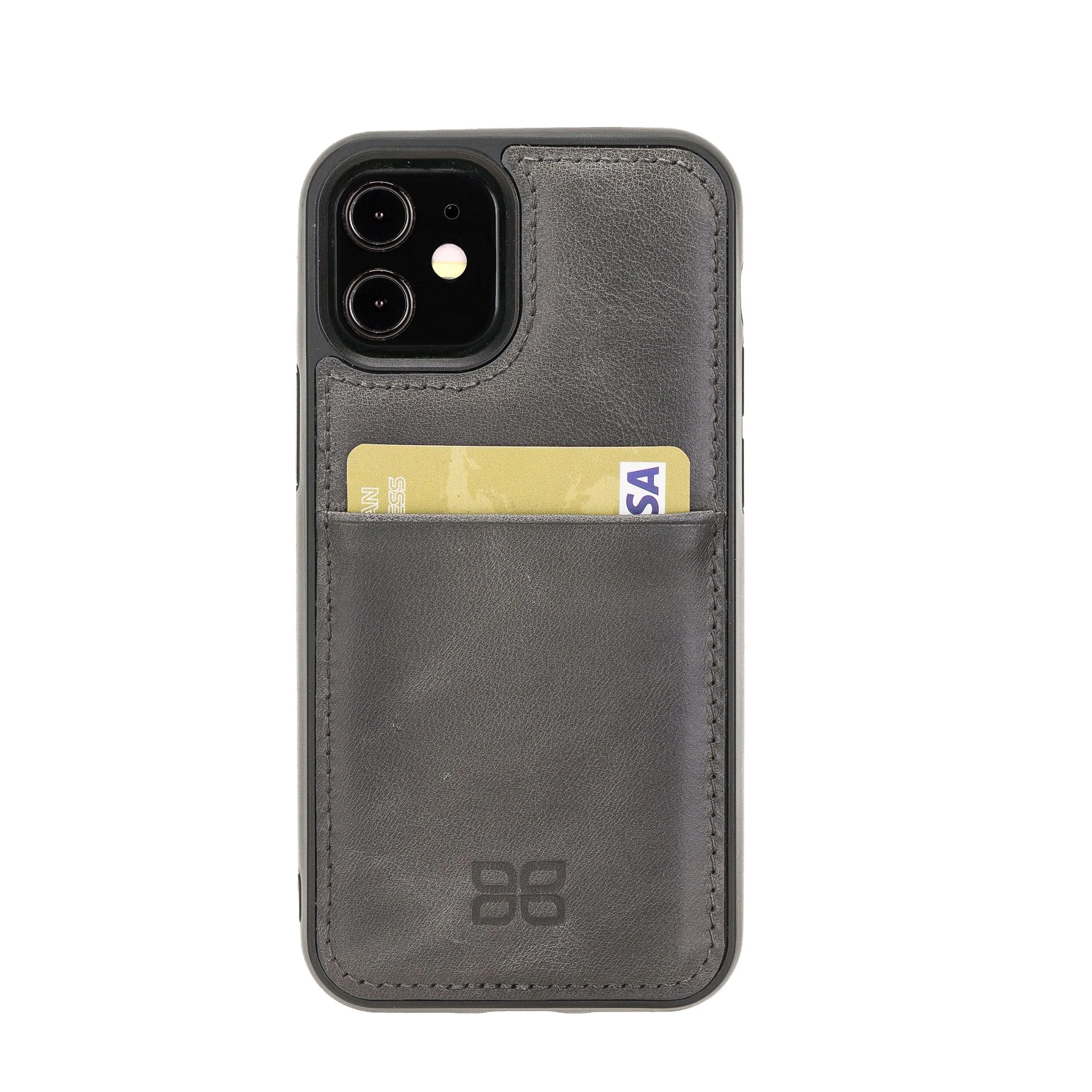 Flexible Leather Back Cover with Card Holder for iPhone 12 Series