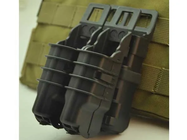 FMA MOLLE FastMag Pouches Set for M4 / 5.56 Magazine and 2 Pistol Magazines - Black