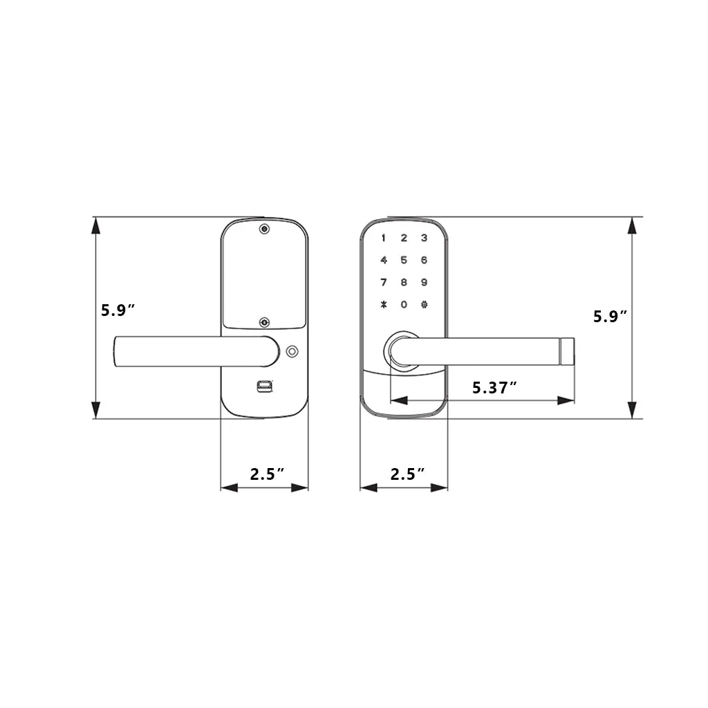 Focus Entrance Right Smart Door Locks - Door Mount - 6" Zinc/Matt Black