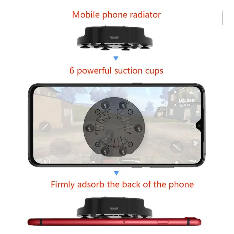 Foldable Mobile Phone Cooler Cooling Support Holder Bracket with Fan Radiator for iPhone Samsung Huawei Xiaomi Smartphone Tablet black