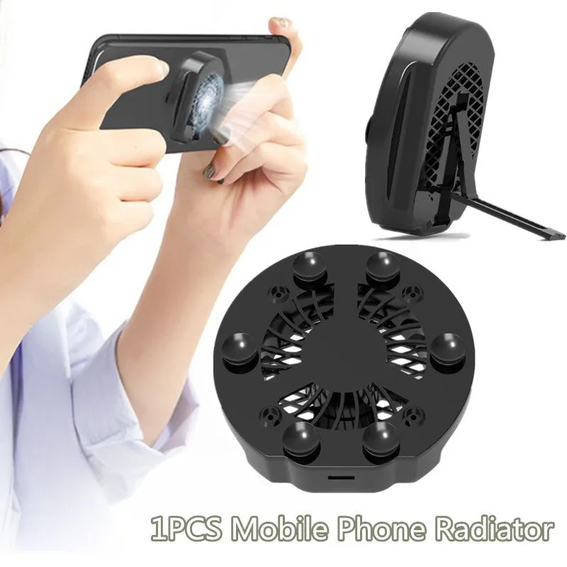 Foldable Mobile Phone Cooler Cooling Support Holder Bracket with Fan Radiator for iPhone Samsung Huawei Xiaomi Smartphone Tablet black