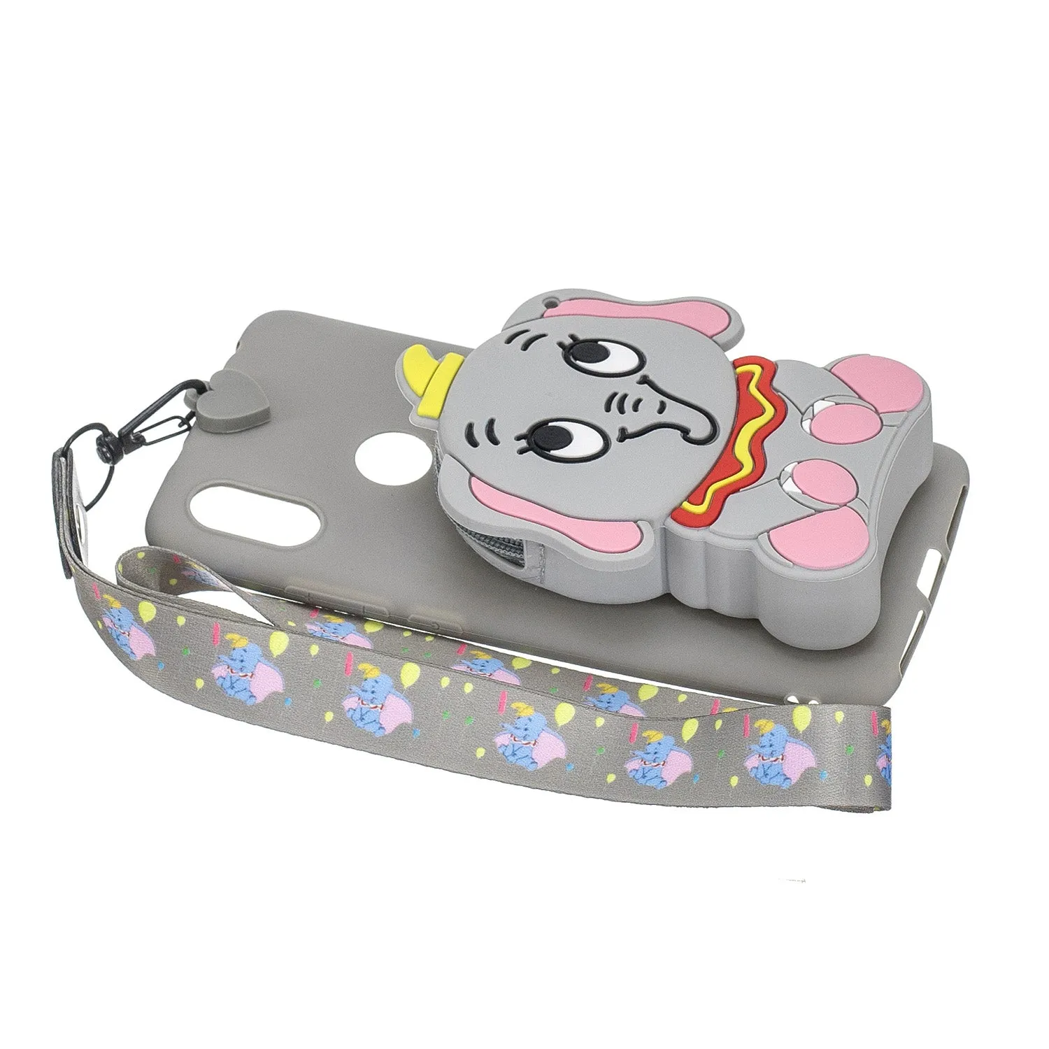 For HUAWEI Y6 2019 Y7 2019 Y9 2019 Cartoon Full Protective TPU Mobile Phone Cover with Mini Coin Purse Cartoon Hanging Lanyard 1 yellow brown bear