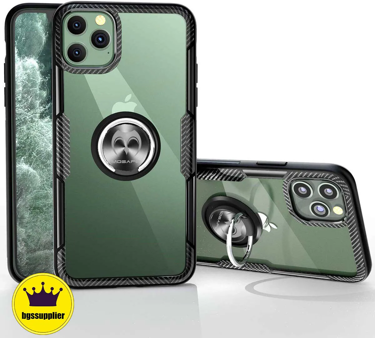 For iPhone 11 Pro max Magnetic Shockproof Ring Holder TPU Protective Case Cover black_iPhone11 pro
