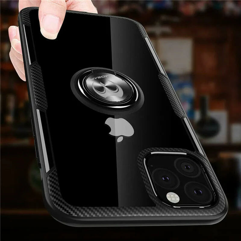 For iPhone 11 Pro max Magnetic Shockproof Ring Holder TPU Protective Case Cover black_iPhone11 pro
