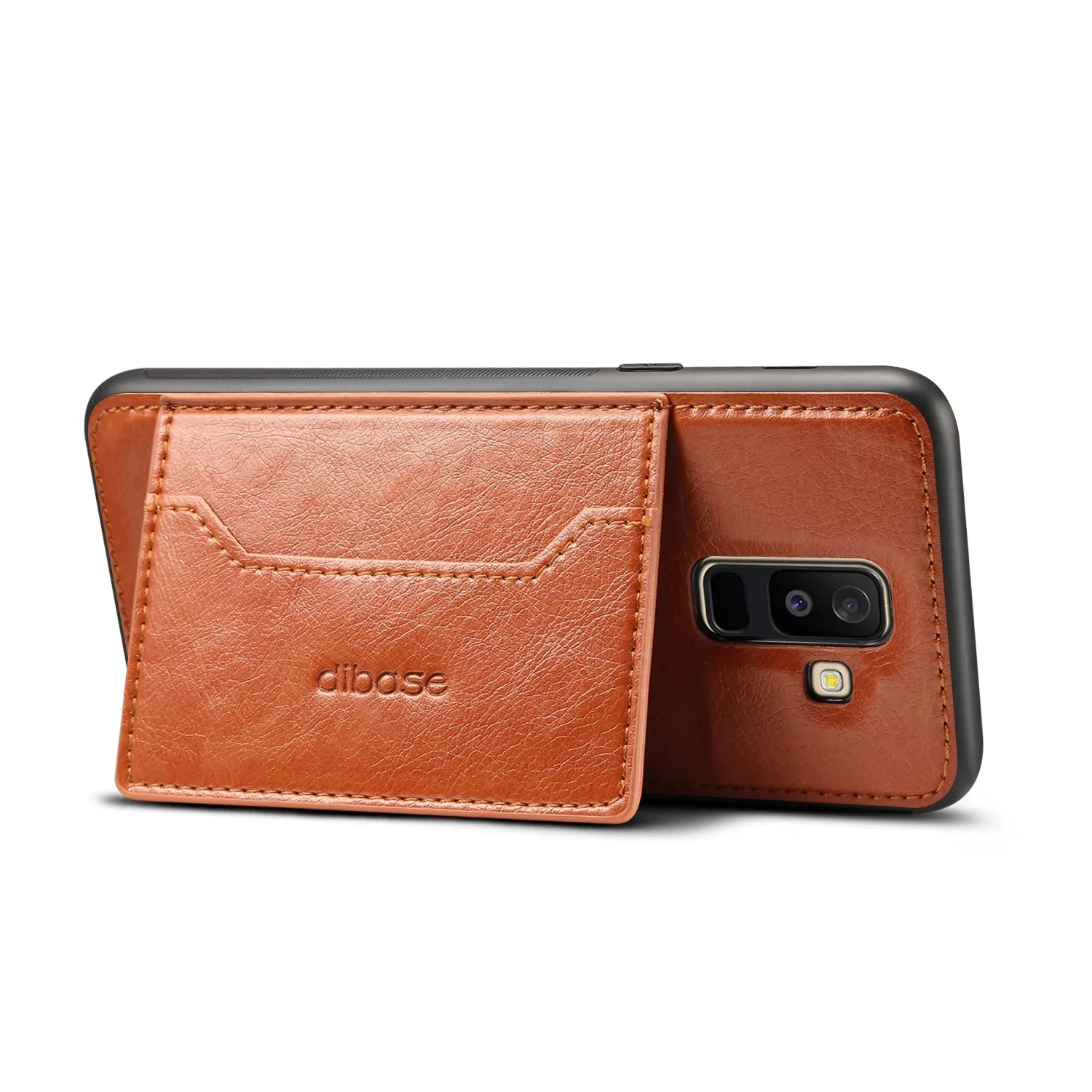For Samsung A6 Plus 2018 Phone Holder Protective Cover with Card Pocket  red