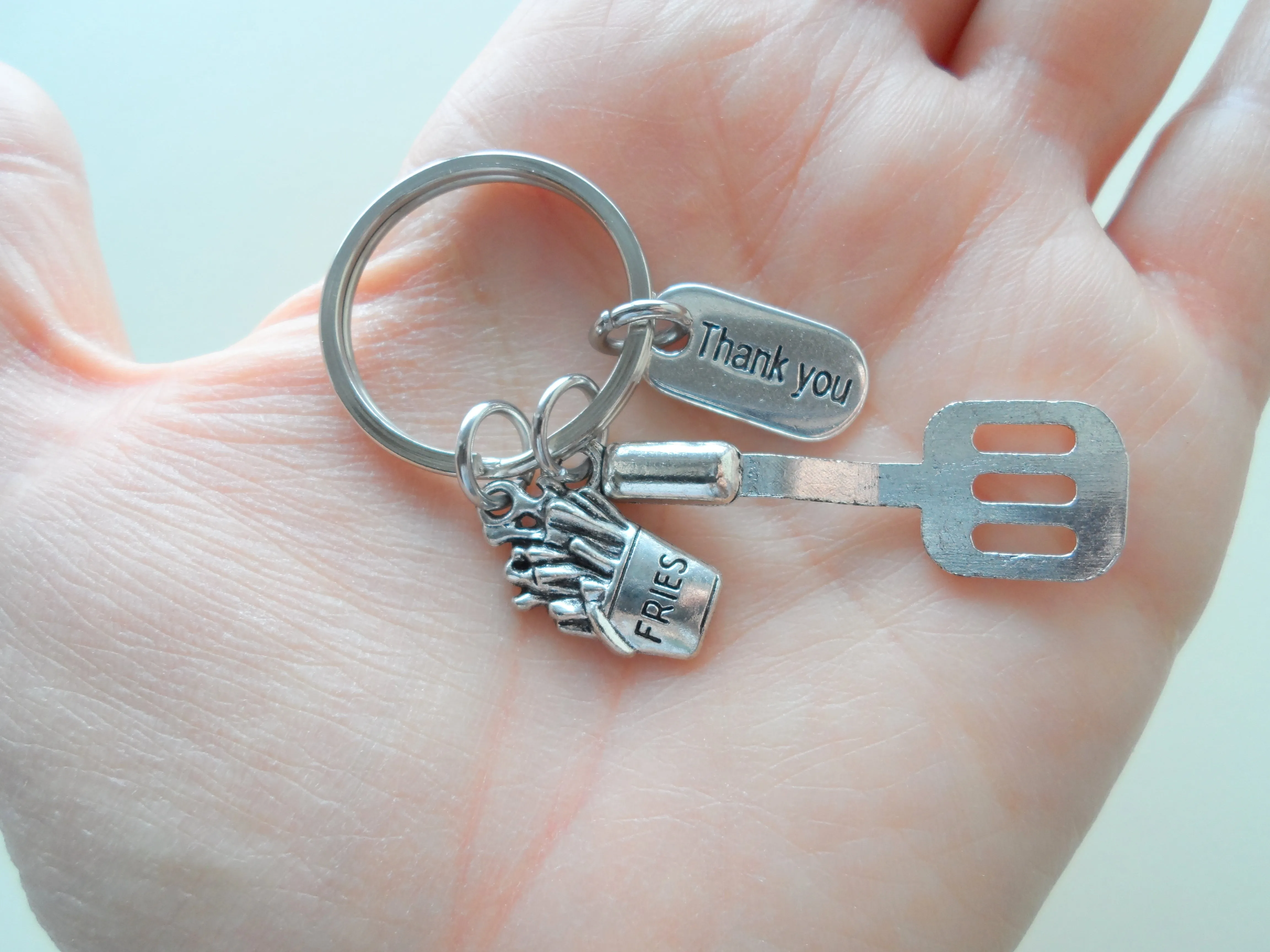 French Fries and Spatula Keychain, Fast Food Employee Appreciation Gift, Gift for Cooking Staff, Restaurant Team Gift, Thank You Gift