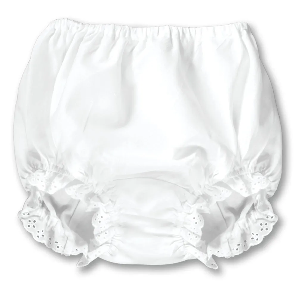 Girl White Diaper Cover with Lace