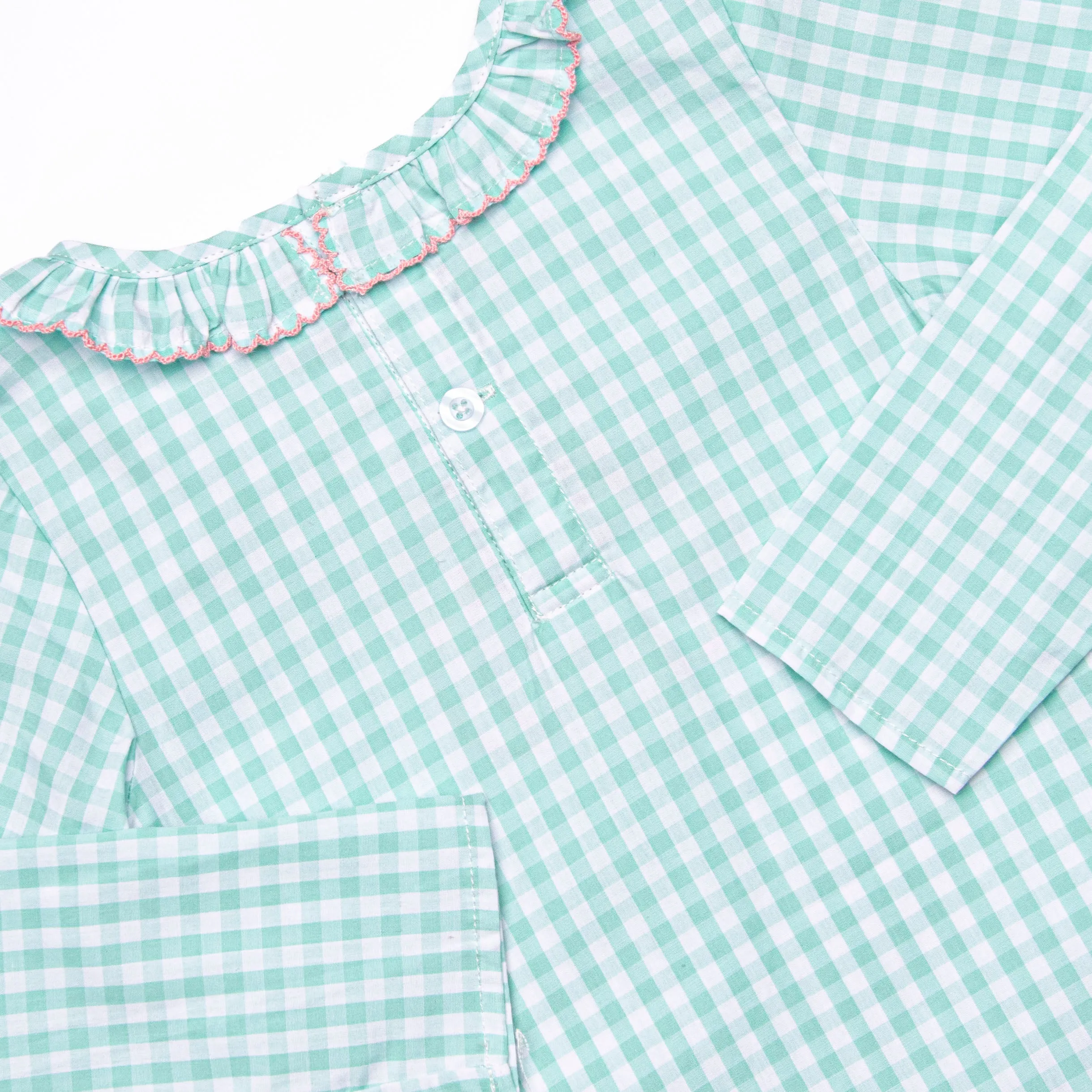 Gourd-geous Ginghams Applique Diaper Set, Mint