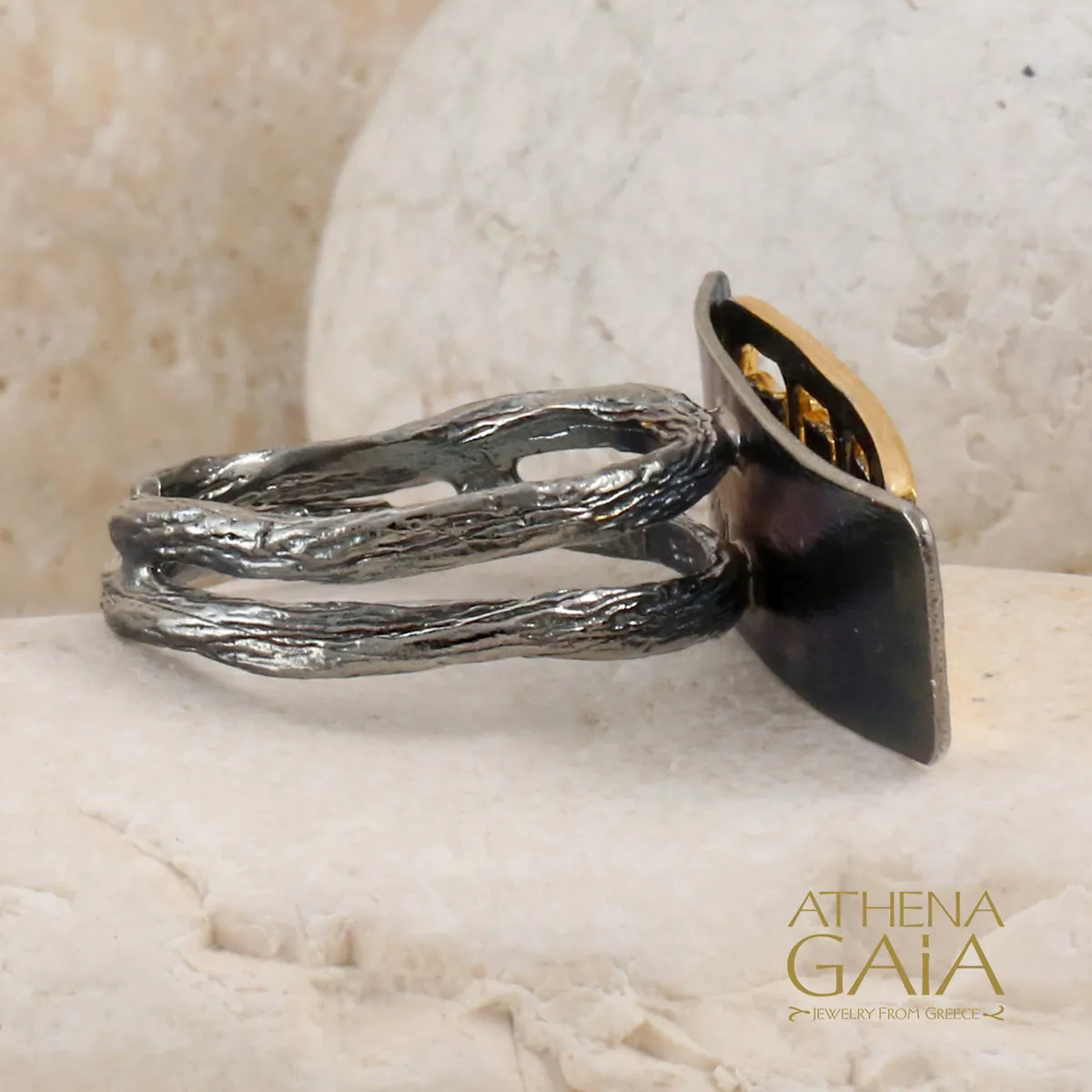 Greek Key Twig Ring