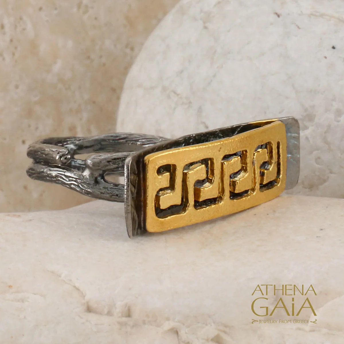 Greek Key Twig Ring
