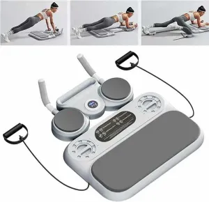 Grey 6-in-1 Multifunctional Fitness Board ‚Äì Ab Wheel, Automatic Rebound, Fat Burning and Core Strengthening Home Workout Equipment