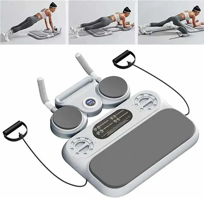 Grey 6-in-1 Multifunctional Fitness Board ‚Äì Ab Wheel, Automatic Rebound, Fat Burning and Core Strengthening Home Workout Equipment