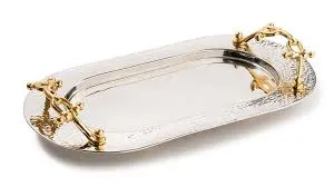 Hammered Tray With Silver Buckle Handles