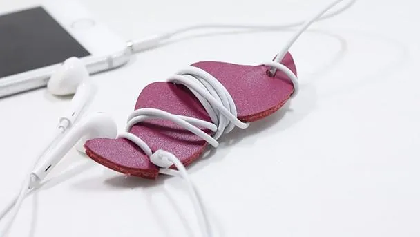 Handmade Leather Mustache Cord Organizer Earbud Case Personalized Monogrammed Gift Custom Wallet Women Cord Taco