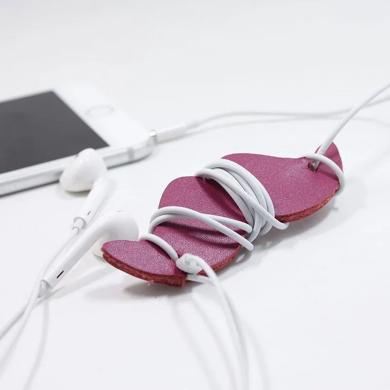 Handmade Leather Mustache Cord Organizer Earbud Case Personalized Monogrammed Gift Custom Wallet Women Cord Taco