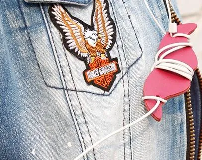 Handmade Leather Mustache Cord Organizer Earbud Case Personalized Monogrammed Gift Custom Wallet Women Cord Taco