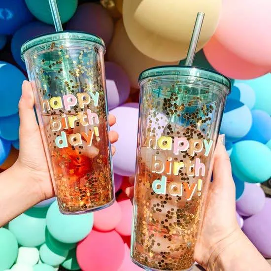 Happy Birthday Insulated Tumbler with Straw