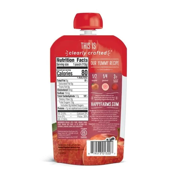 Happy Tot Organics Pears, Peaches, Pumpkin & Apples   Cinnamon/Apples, Guavas & Beets Toddler Pouch 113G 4oz  a yummy snack with the extra nutrition that your tot needs-81957301172