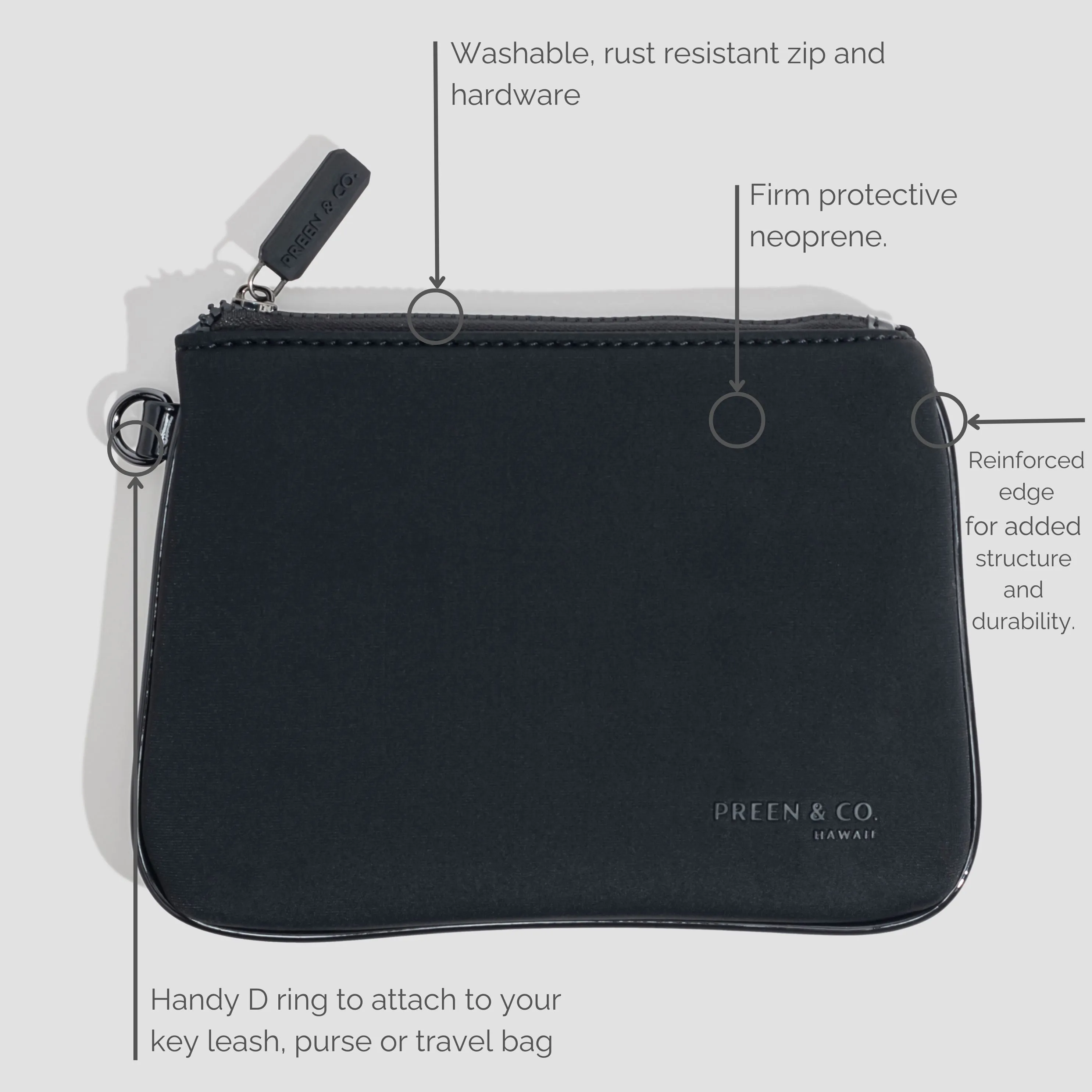 Heat Defense Cosmetic Case & Pouch Set (Black) 20% less