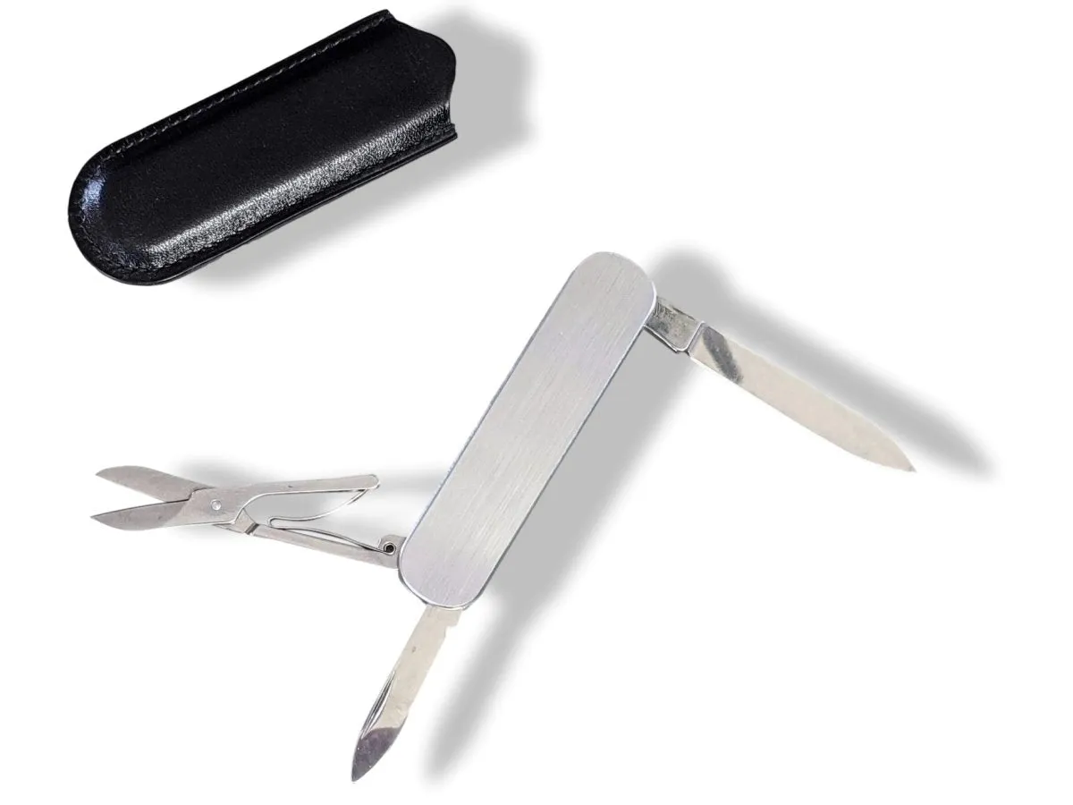 Hermes Home Black Multifunctional Pocket knife in Calfskin Case New!