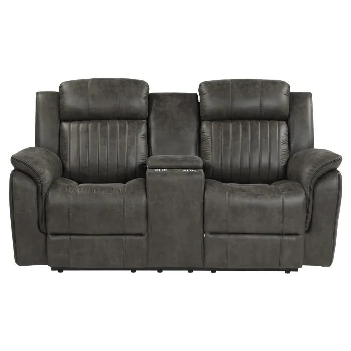 Homelegance Furniture Centeroak Double Reclining Loveseat in Gray 9479BRG-2