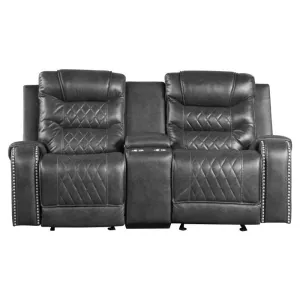 Homelegance Furniture Putnam Double Glider Reclining Loveseat in Gray 9405GY-2