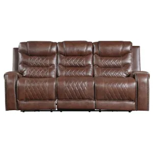 Homelegance Furniture Putnam Double Reclining Sofa with Drop-Down in Brown 9405BR-3