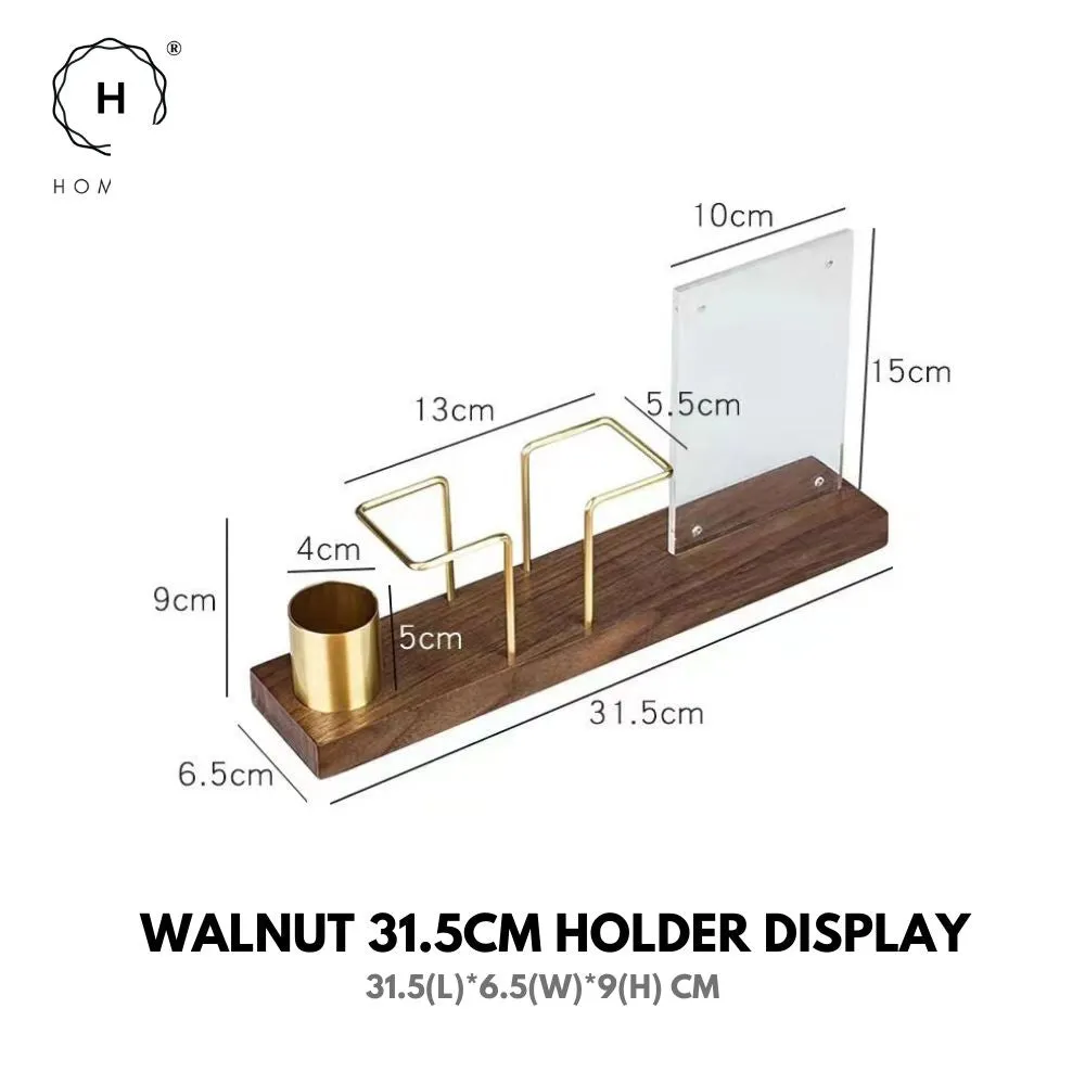 Homlly Keii Gold Brass Paper Napkin Stand Tissue Holder Organizer with Solid Wood Base