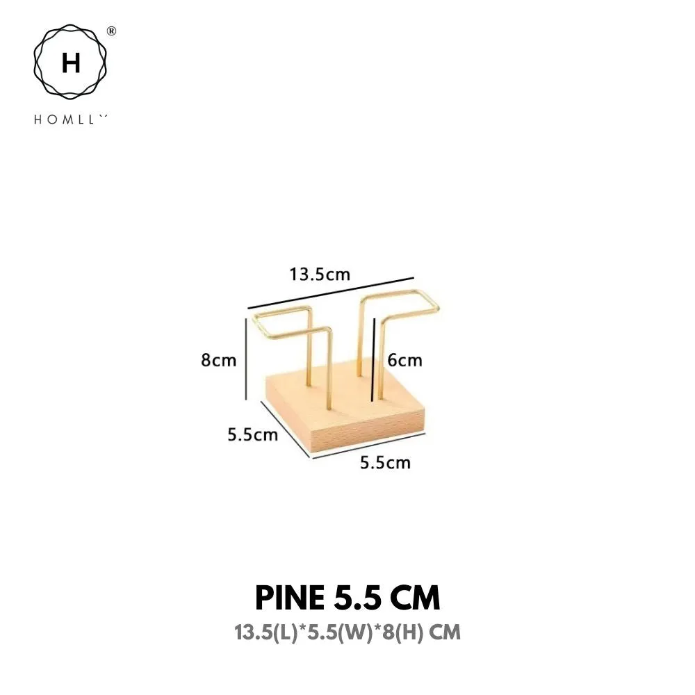 Homlly Keii Gold Brass Paper Napkin Stand Tissue Holder Organizer with Solid Wood Base