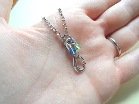 Infinity Symbol Necklace; Brithstone Necklace - You And Me Forever