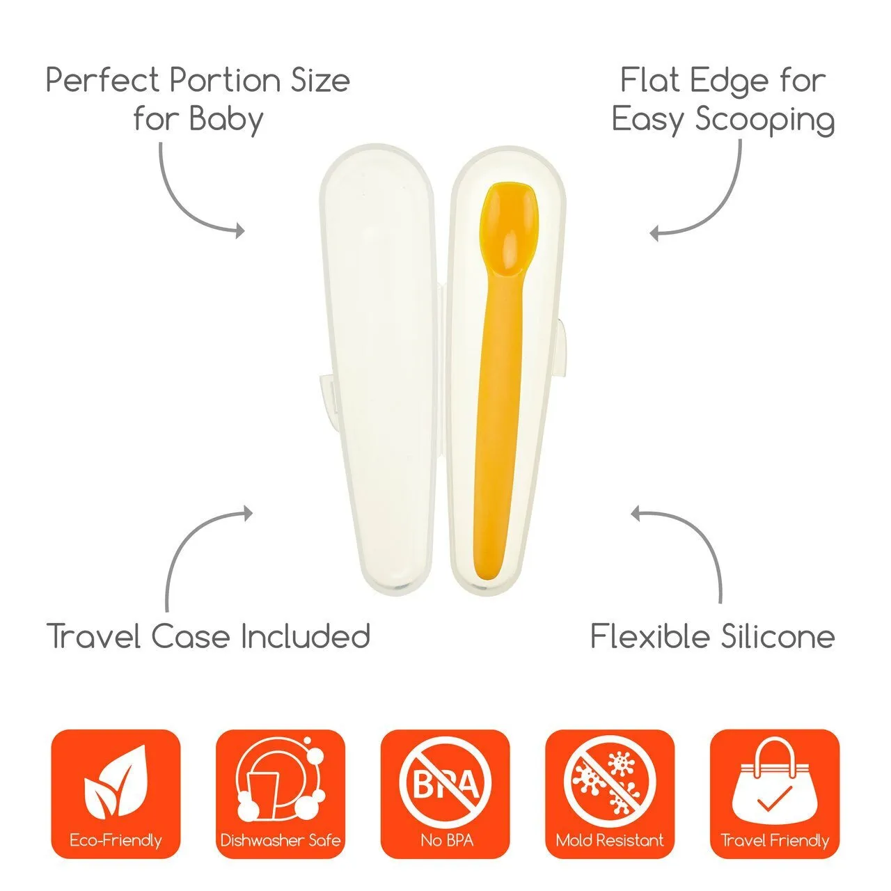 Innobaby Silicone Baby Spoon 4-Pack Gift Set with Travel Cases