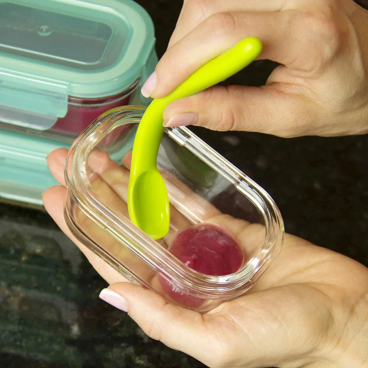 Innobaby Silicone Baby Spoon 4-Pack Gift Set with Travel Cases