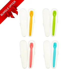 Innobaby Silicone Baby Spoon 4-Pack Gift Set with Travel Cases