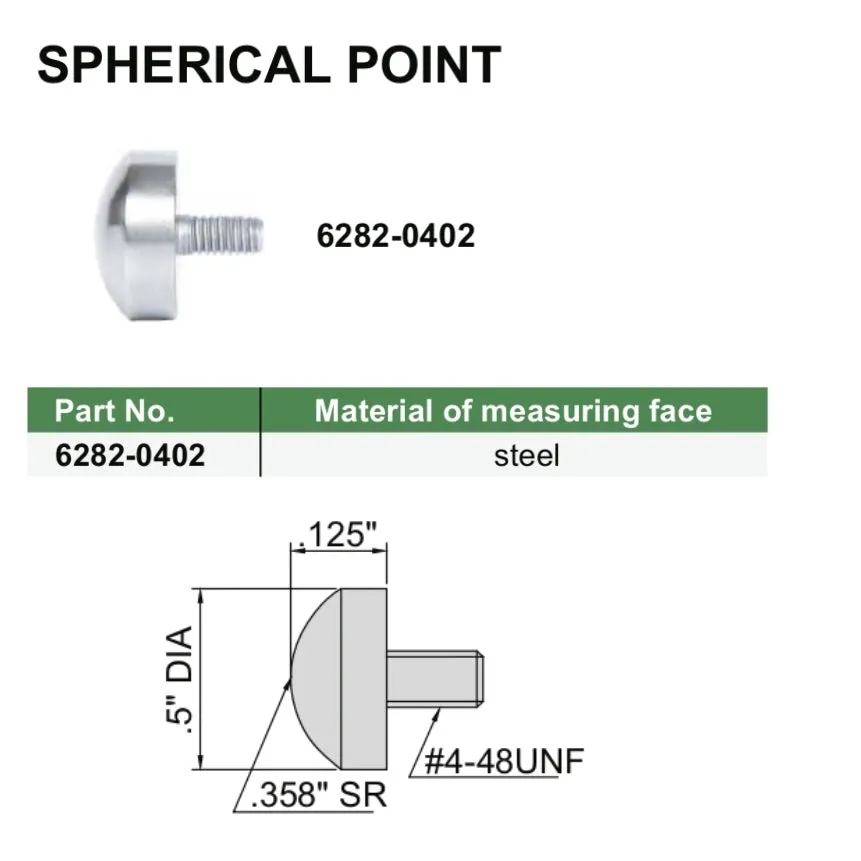 Insize Spherical Point 0.125" Range Series 6282-0402