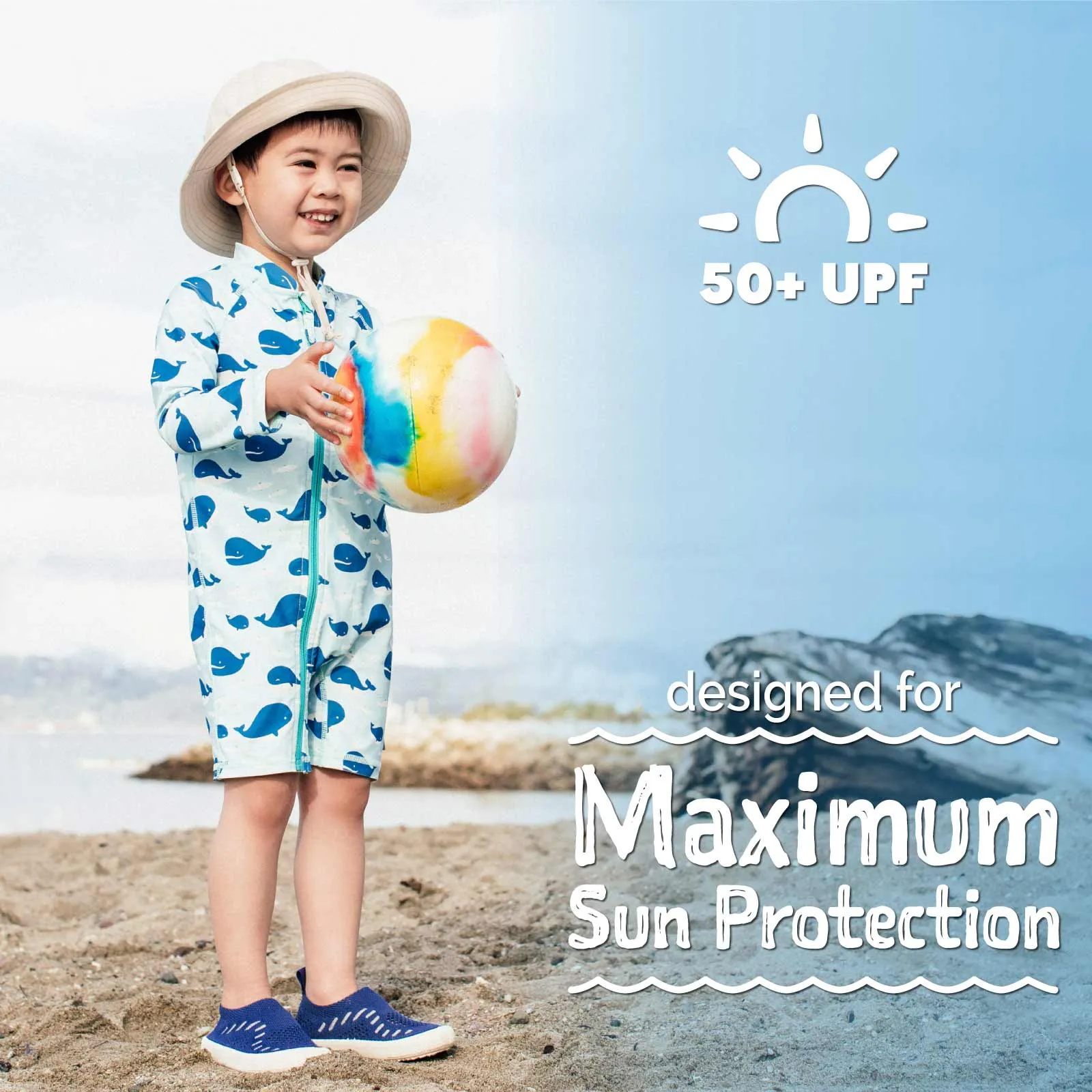Jan & Jul 1pc UV Jumpsuit - Blue Whale