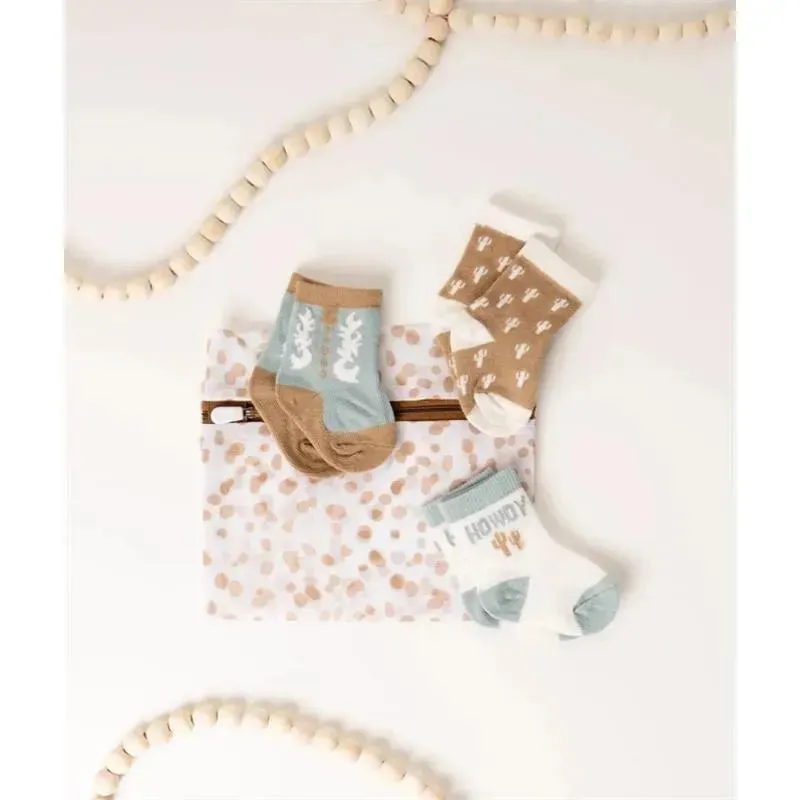 Jujube - Trio de meias para bebê, Howdy Partner Blue
