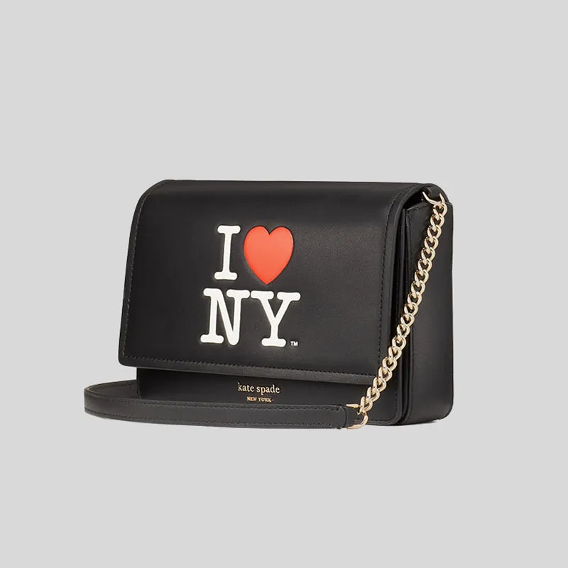 Kate Spade I LOVE NY X KATE SPADE NEW YORK Flap Chain Wallet Black RS-K5298