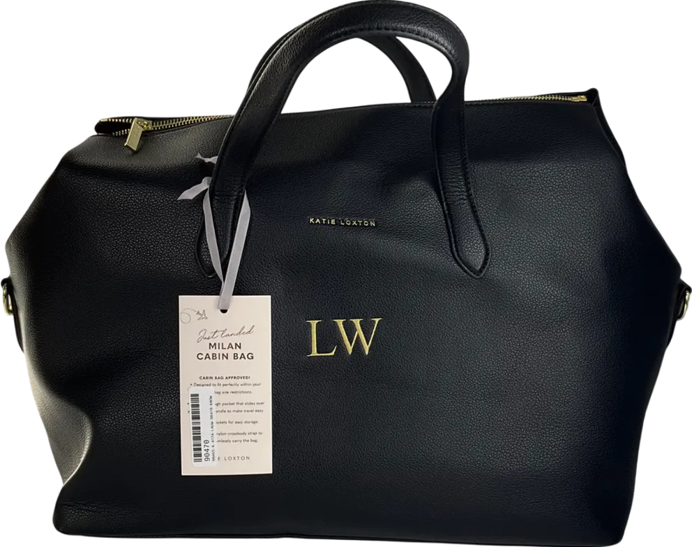 Katie Loxton Black Milan Cabin Personalised "LW" Bag UK L