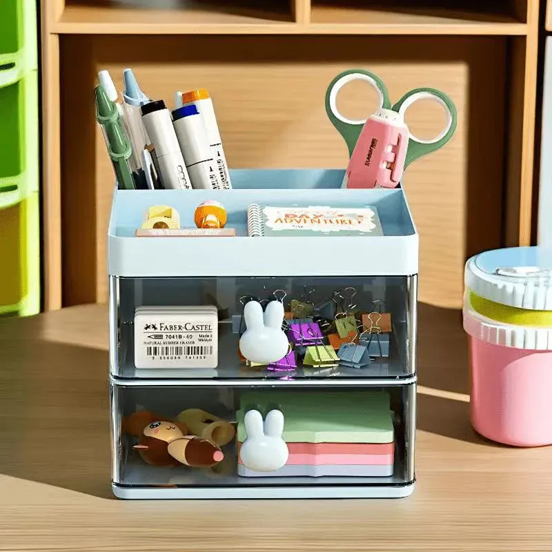 Kawaii Cute Desk Organizer 🧸✨ | Adorable Storage Box with Drawers for Pens, Makeup & More! 🌈📚