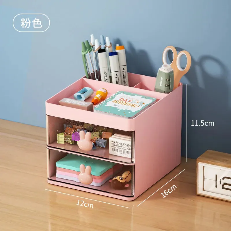 Kawaii Cute Desk Organizer 🧸✨ | Adorable Storage Box with Drawers for Pens, Makeup & More! 🌈📚