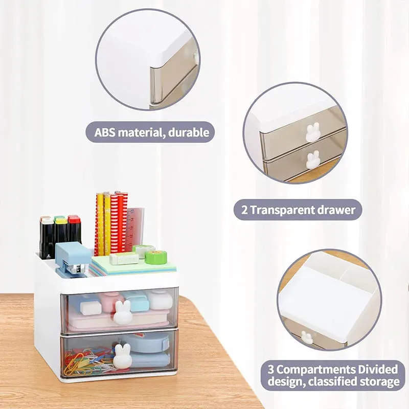 Kawaii Cute Desk Organizer 🧸✨ | Adorable Storage Box with Drawers for Pens, Makeup & More! 🌈📚
