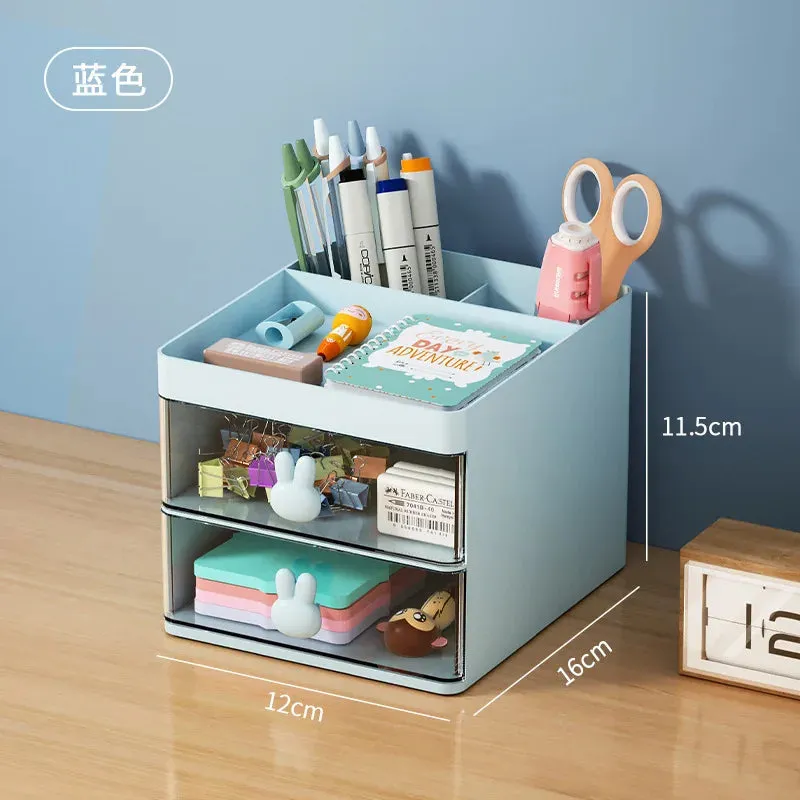 Kawaii Cute Desk Organizer 🧸✨ | Adorable Storage Box with Drawers for Pens, Makeup & More! 🌈📚