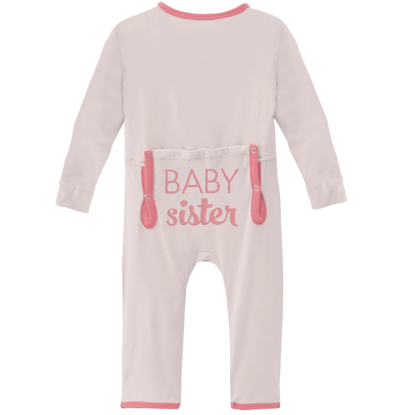 KicKee Pants Applique Coverall with Zipper - Macaroon Baby Sister