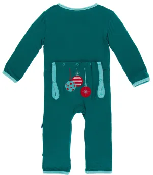 KicKee Pants Cedar Ornaments Applique Coverall with Snaps
