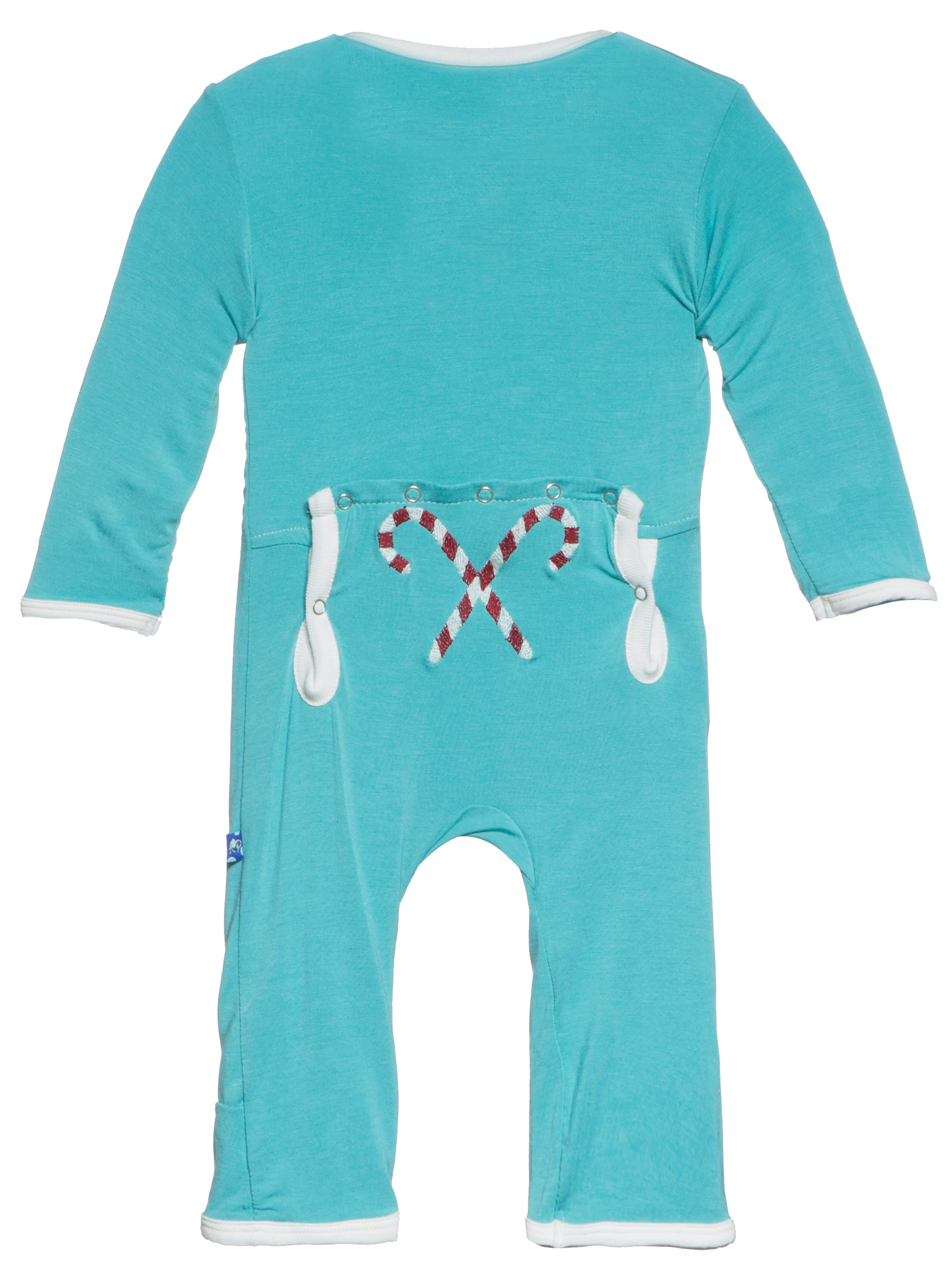 KicKee Pants Glacier Candy Cane Applique Layette Coverall