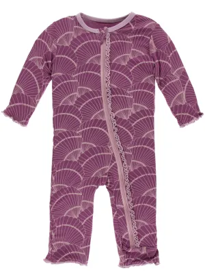 KicKee Pants Shell Fossils Muffin Ruffle Coverall with Zipper