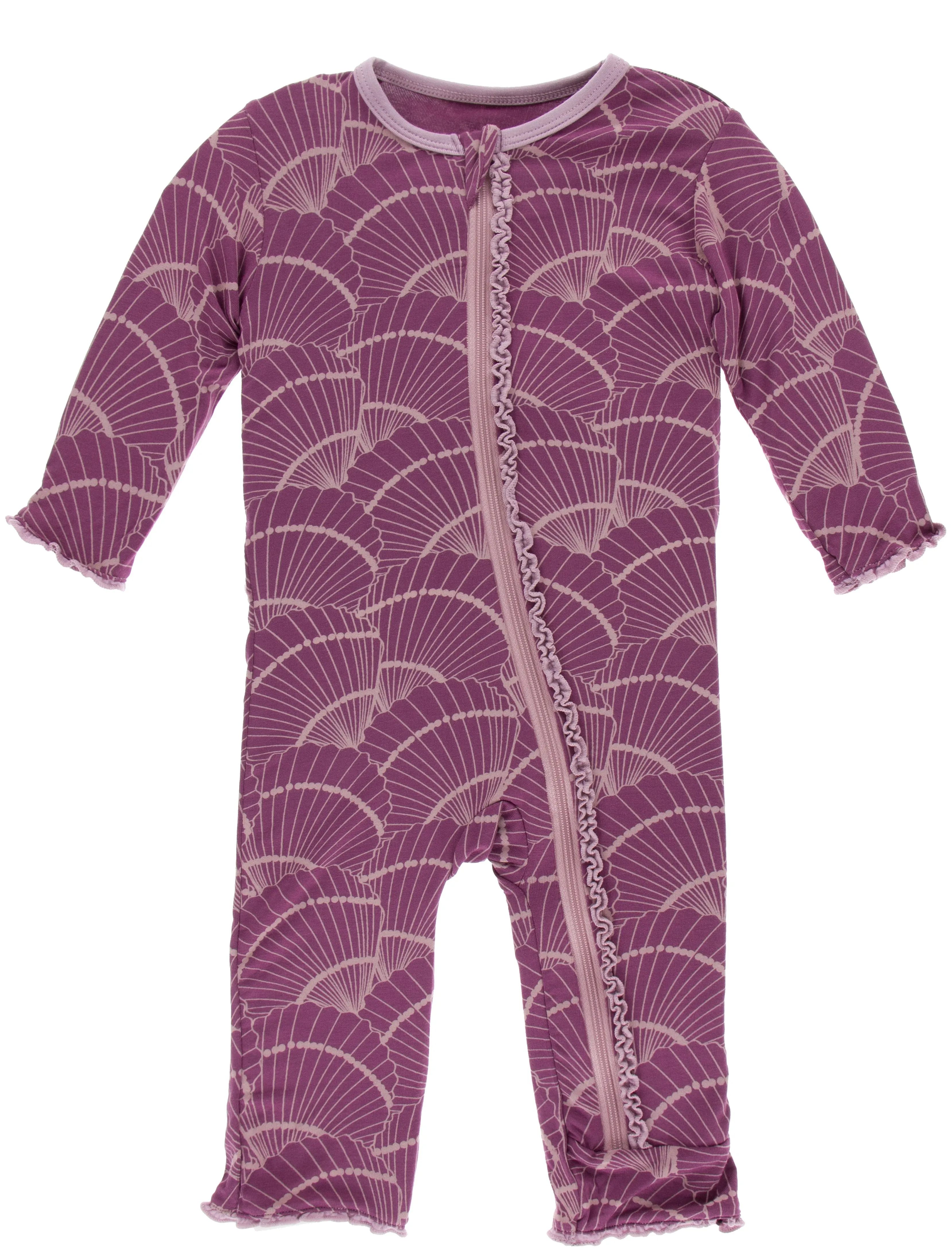 KicKee Pants Shell Fossils Muffin Ruffle Coverall with Zipper